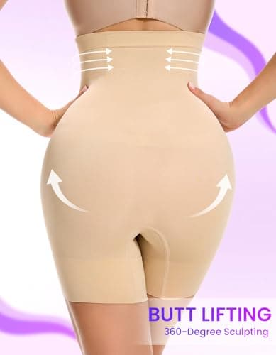 SIMIYA Shapewear Tummy Control Shorts for Women, 5-IN-1 Body Shaper High Waisted Girdle Boyshort Slip Short for Under Dresses view 2