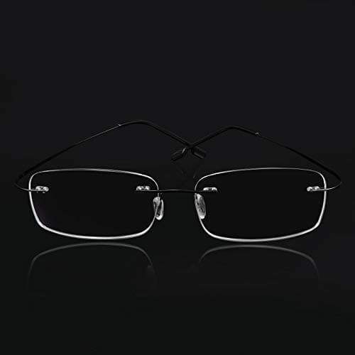 FEISEDY Lightweight Rimless Titanium Stainless Steel Anti-Blue Light Reading Glasses B2686 view 4