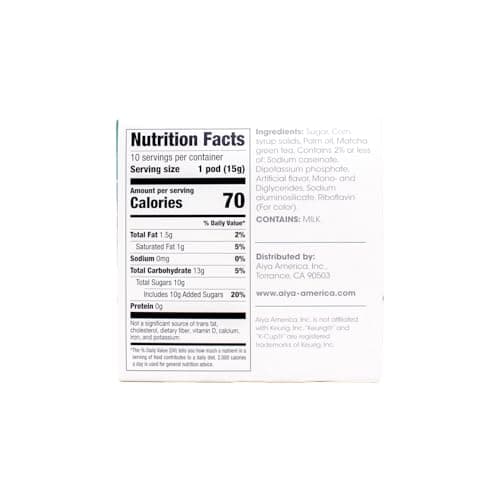 Aiya Creamy Matcha Latte Pods - Authentic Matcha with Rich Notes of Vanilla, Convenient Single-Serve Pods (10 Count, Sweetened) view 2