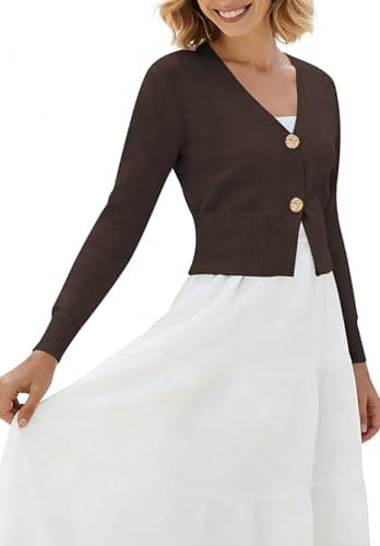 Women’s Spring V Neck Cardigan Lightweight Cropped Button Down Knit Sweater for Layering,Office Casual Wear view 5