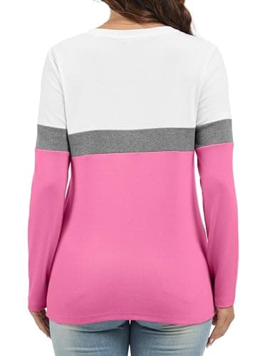 Jeqeocafy Women's Color Block Tunics Tops Crewneck Long Sleeve Shirts Casual Pullover Loose Fit T-Shirt view 5