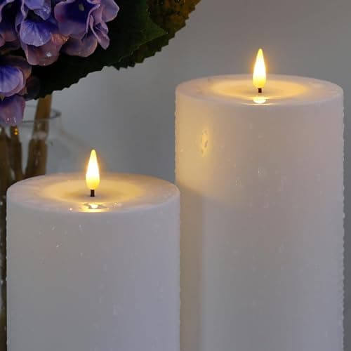 Yeelida 4" x14" Flameless Flickering Waterproof Candles with Remote, LED Battery Operated Timer Plastic White Pack of 2 Pillar Candles for Outdoor Use (Long Lasting 420+ Hrs) view 3