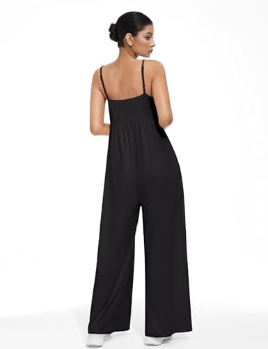 EUYZOU Jumpsuits for Women Casual Loose Fit Summer Outfits Wide Leg Rompers Sleeveless Vacation Trendy One Piece Jumpers view 6