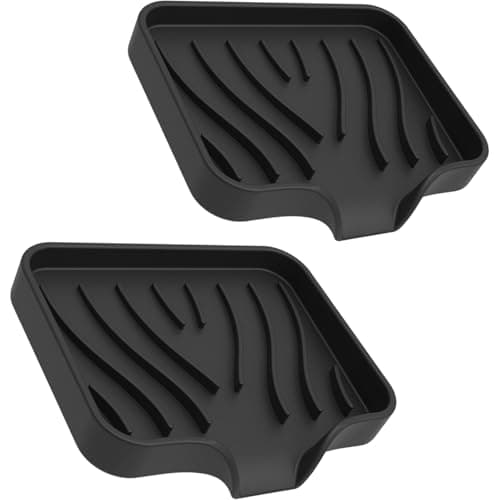 2 Pack Silicone Soap Dish with Drain, Bar Soap Holder for Shower,Bathroom and Kitchen Sink Organizer,Self Draining Waterfall Soap Tray (Black) view 1