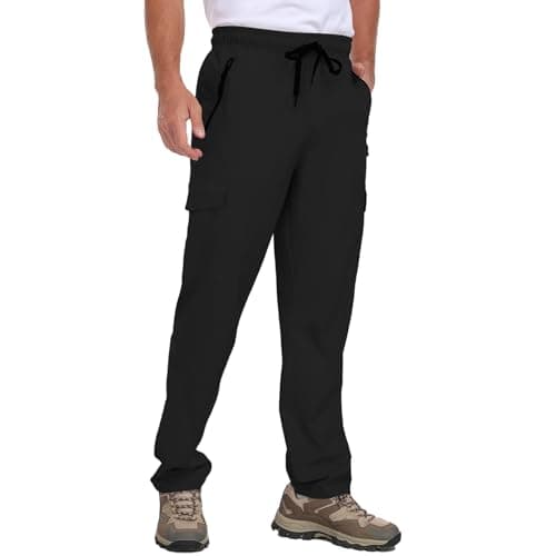 Men's Hiking Pants UPF 50+ Cargo Quick Dry Water Resistant Elastic Waist Zip Pockets Travel Work Lightweight Running view 2