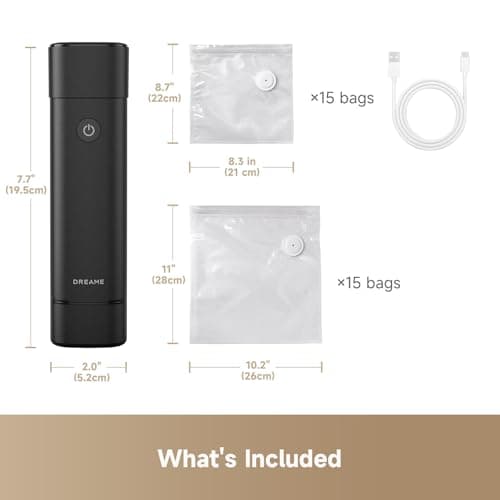 DREAME VH20 Handheld Vacuum Sealer Machine for Food with 30 Reusable Vacuum Bags, Compact Food Vacuum Sealer, Auto Stop, Rechargeable Food Sealer Saver, Dry & Moist Modes, For Container & Wine Bottles view 3