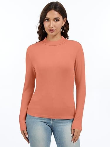 Jeqeocafy Women's Knitted Rib Mock Neck Long Sleeve Tshirt Fall Fashion Basic Thermal Underwear Tops Winter Clothes 2026 view 5