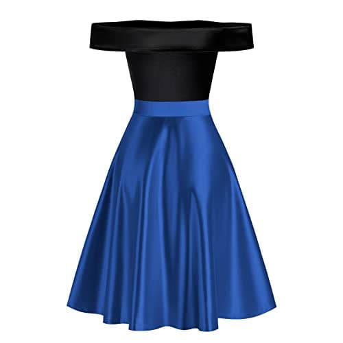 ZEZCLO Women's Retro Poodle Print Skater Dress Vintage High Waist Rockabilly Cocktail Party Swing Dresses view 2