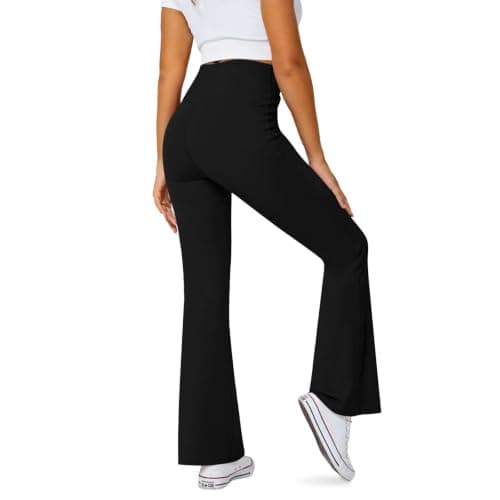 Women's Flare Leggings with Pockets Crossover High Waisted Yoga Pants view 2