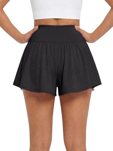 gaimoliso Crossover 2-in-1 Flowy Workouts Shorts Women Running Shorts with Pockets Spandex Shorts for Athletic Tennis Skorts view 2