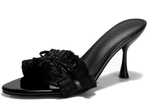 Coutgo Women's Open Toe Bow Tie Stiletto Mule Sandals — image 1