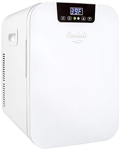 Cooluli 20 Liter Mini Fridge with Temperature Control - White Thermoelectric Cooler and Warmer for Bedroom, Office, Car, Dorm
