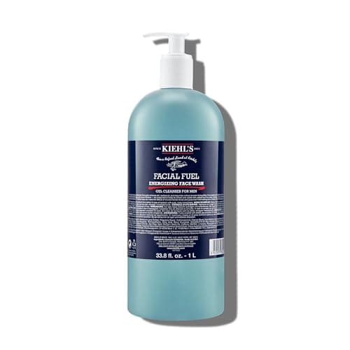Kiehl's Facial Fuel Face Wash, Refreshing + Invigorating Men's Gel Cleanser, with Caffeine, Vitamin E and Menthol, Non-Drying Formula Moisturizes Skin, Great for Clogged Pores - 33.8 fl oz