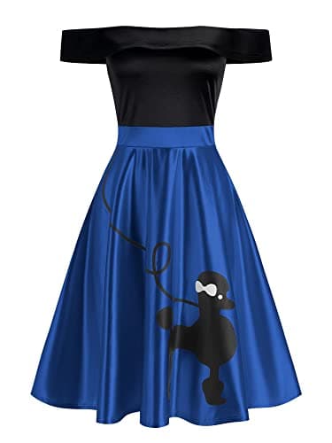 ZEZCLO Women's Retro Poodle Print Skater Dress Vintage High Waist Rockabilly Cocktail Party Swing Dresses — image 1