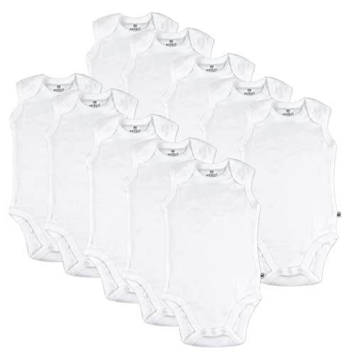 HonestBaby Sleeveless Bodysuits One-piece 100% Organic Cotton for Baby Boys, Girls, Unisex, Honestly Pure White, 0-3 Months