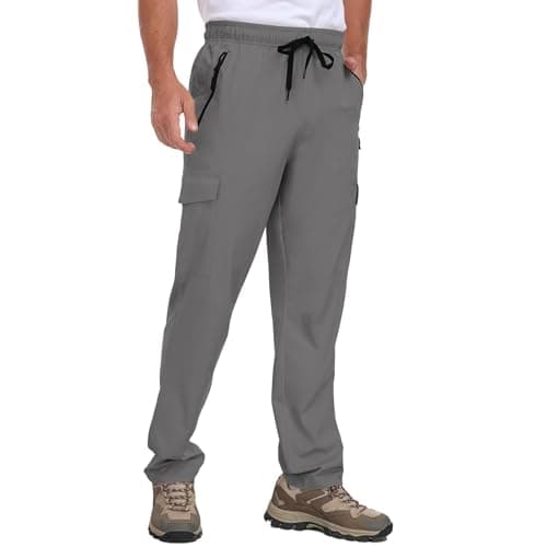 Men's Hiking Pants UPF 50+ Cargo Quick Dry Water Resistant Elastic Waist Zip Pockets Travel Work Lightweight Running — image 1