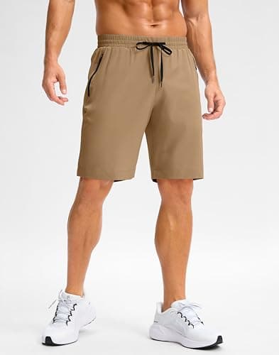 Pudolla Mens Athletic Running Shorts Quick Dry Workout Shorts Lightweight Gym Shorts Casual Shorts(Dark Khaki L9_M) view 2