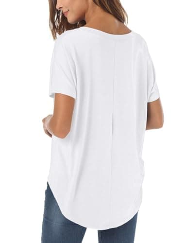 Herou Casual Summer Short Sleeve High Low Loose T Shirt Basic Tees Tops for Women view 3