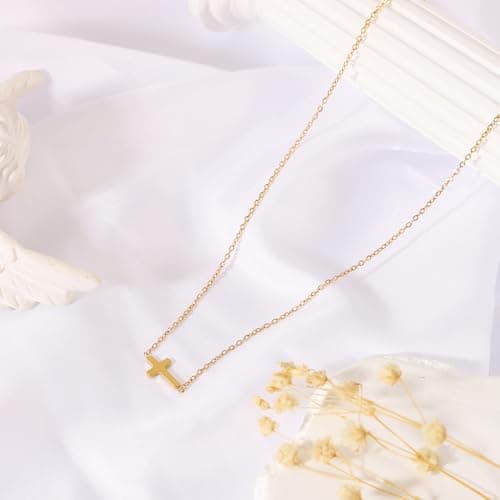 JNZSSWHJJH Easter Basket Stuffers - Cross Necklace for Women 18K Gold Plated Cross Necklace Dainty Gold Necklace for Women Teens Girls Gold Jewelry Easter Religious Christian Gifts view 6