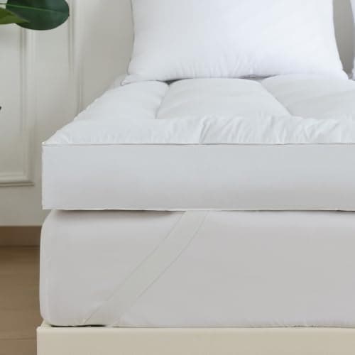 WhatsBedding 3 in Goose Feather Bed Mattress Topper,100% Cotton Fabric | 2000gsm Filled for ultimate softness, Breathable & noiseless, Anti-slip,Handmade Box-stitch, Multiple Application view 6