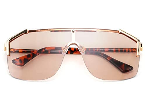 FEISEDY Classic Siamese One Piece Oversized Sunglasses Nice Rimless Stylish Retro Design for Women Men B2634 view 2