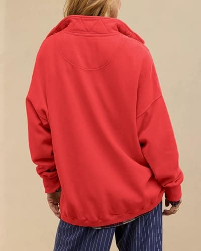 Gacaky Sweatshirt for Women Oversized Henley Neck Pullover Top Fall Outfits view 5