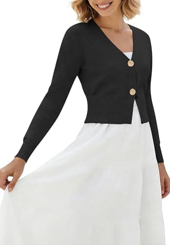 Women’s Spring V Neck Cardigan Lightweight Cropped Button Down Knit Sweater for Layering,Office Casual Wear view 5