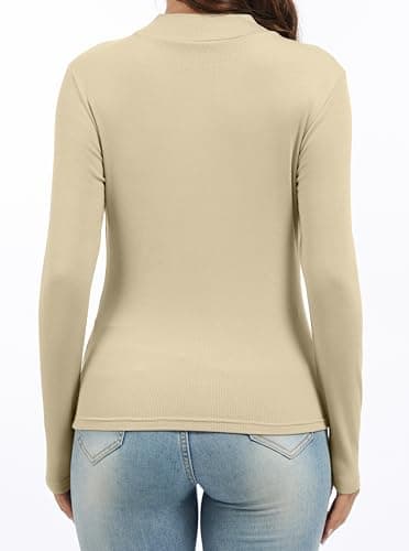 Jeqeocafy Women's Knitted Rib Mock Neck Long Sleeve Tshirt Fall Fashion Basic Thermal Underwear Tops Winter Clothes 2026 view 4