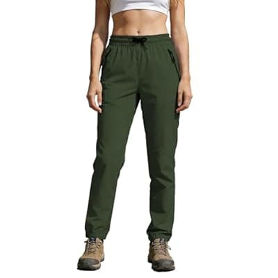 Womens Hiking Pants Water Resistant Quick Dry Sweatpants Elastic Waist UPF 50+ Cargo Lightweight Work Travel Casual