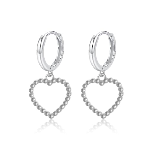 DHZJTSL 925 Sterling Silver Heart Earrings for Women, S925 Sterling Silver Posts Earrings, Dangle Love Heart Fashion Stud Earrings Hypoallergenic Jewelry (with Gift Box) view 1