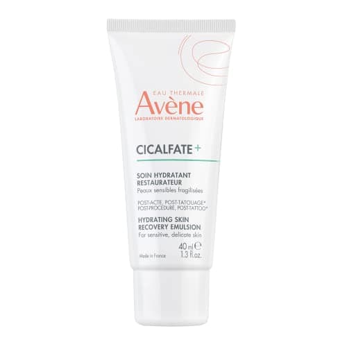 Avène Cicalfate+ Hydrating Skin Recovery Emulsion for post-procedure & post-tattoo, helps restore skin barrier, 24hr hydration, 1.3 Fl Oz