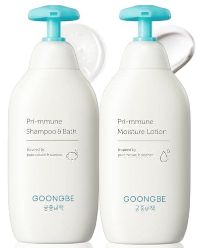 GOONGBE Pri-mmune Shampoo Bath & Moisture Lotion - Korean Baby Cleanser and Body Lotion - Hypoallergenic Moisturizing & Calming Daily Skincare - Gentle Cleanse, Naturally Derived, 11.8 oz.