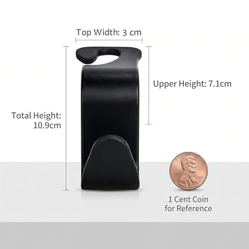 Lead Golden Car Seat Headrest Hooks, 4-Pack Black ABS Plastic Storage Organizer, Universal Headrest Mount Hangers for Purses, Coats, Umbrellas, Grocery Bags, Modern Style, 13 lbs Capacity view 3