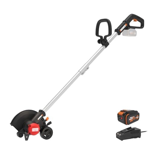 WORX Cordless Lawn Edger, 7'' Grass Edger with 3 Depth Settings, 20V Trencher with Dual Wheels & Brushless Motor, 4.0 Ah Battery & Charger Included, WG898 view 1