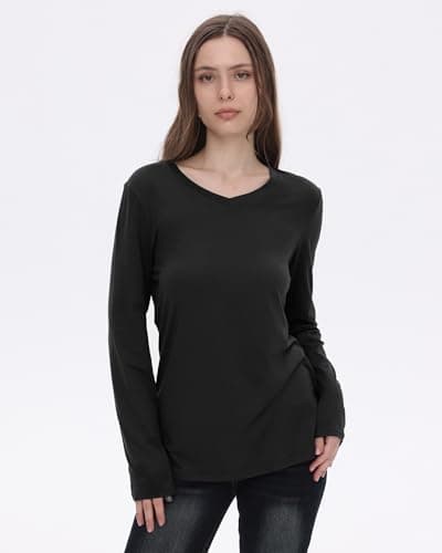 GAYHAY 3 Pack V Neck Long Sleeve Shirts for Women - Fall Casual Soft Tops Basic Loose Fit Outfits Clothes for Vacation view 2