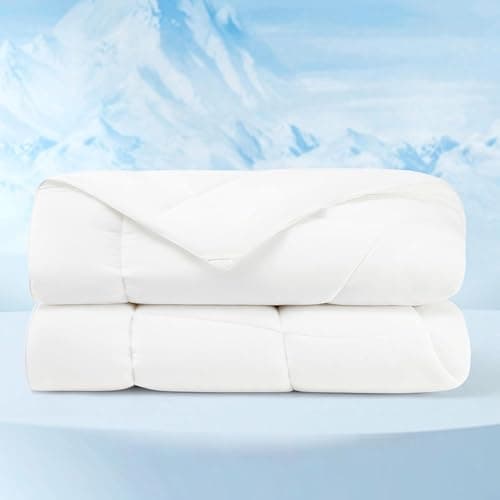 Bedsure Cooling Comforter King Size - Cooling Blankets for Hot Sleepers, Lightweight Comforter for Summer with Dual-Sided Cool Tech, Soft Breathable Cold Blanket for Sleeping, White, 102x90 Inches view 1