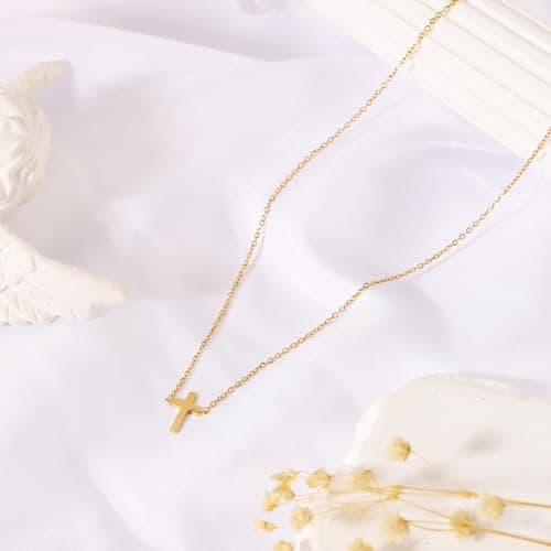 JNZSSWHJJH Easter Basket Stuffers - Cross Necklace for Women 18K Gold Plated Cross Necklace Dainty Gold Necklace for Women Teens Girls Gold Jewelry Easter Religious Christian Gifts view 6