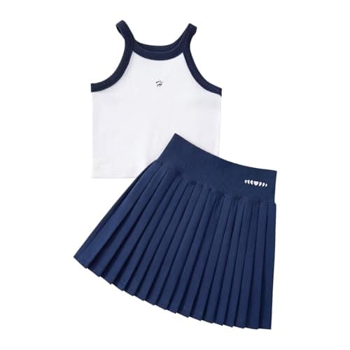 pMMq Girls Athletic Tennis Outfit Dress Set,Sleeveless Sport Dress with Pleated Skirt for Active Kids 4-15 Years — image 1