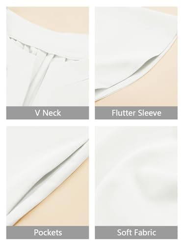 Wenrine Womens Flutter Short Sleeve Maxi Dress Casual V Neck Side Slit Pleated Loose Flowy Summer Dresses view 5