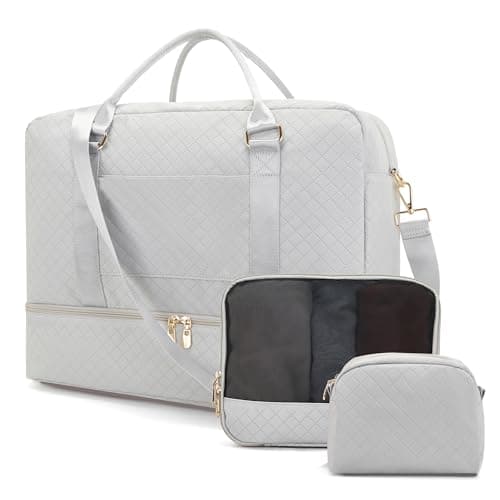 Travel Duffle Bag for Women Carry on Bags Overnight Weekender Bags Toiletry Hospital Gym Bag with Shoe Compartment 3pcs Set — image 1