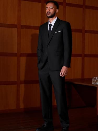 MAGE MALE Mens Two Button 3-Piece Suits Slim Fit Tuxedo Set with Blazer Jacket Vest & Pants for Wedding Prom Business view 3