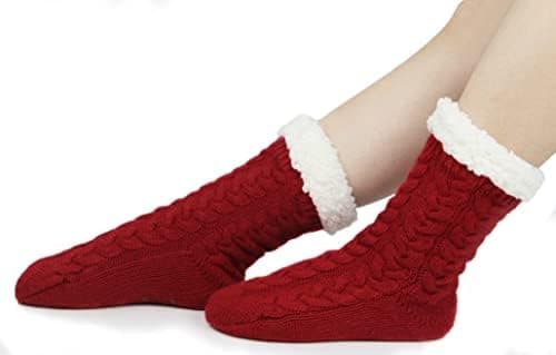 BenSorts Women Winter Thick Slipper Socks with Grippers Non Slip Warm Fuzzy Socks Christmas Gifts view 5