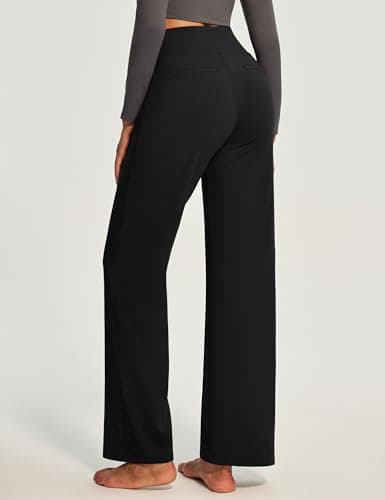 Yoga Pants with Pockets for Women Wide Leg Dress Pants High Waist Stretch view 2