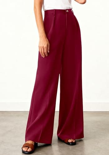 BTFBM Wide Leg Pants Woman 2026 High Waisted Button Business Casual Dressy Trousers Office Work Palazzo Pants Pockets view 4
