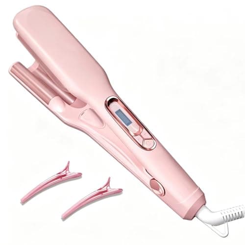 Hair Brush, JINRI Hair Iron, Pumped-Up Volume, Adjustable Temp, 360 ° Tail Rotation, Lasting Volume, for Short Or Thin Hair, Dual Voltage (100-240V), Volumizing Hair Iron, Pink, 1.38 inch — image 1