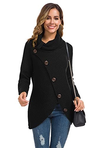 GRECERELLE Chunky Knit Cowl Neck Sweaters for Women Fall Winter Sweater view 6
