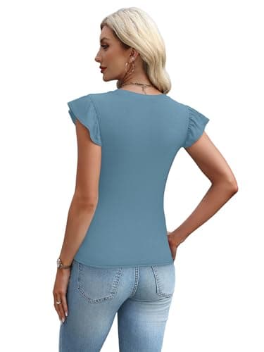 Sampeel Womens Ruffle Trim Tee Sleeveless Round Neck Summer Casual Fitted Blouse Outdoor Tops Lightweight Shirts 2026 view 5