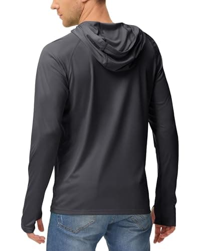 isnowood Sun Shirt UPF 50+ Men's Fishing Shirt Long Sleeve UV Protection Hoodie Rash Guard for Swimming Running Hiking Light view 2