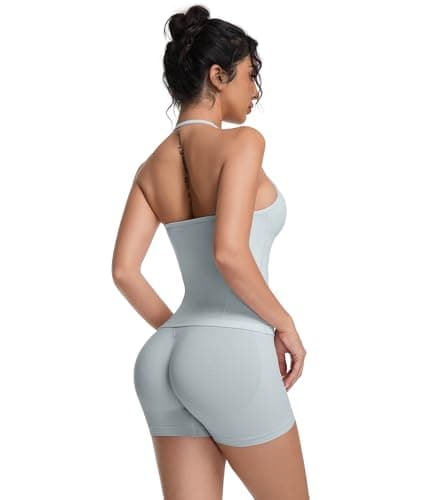 OVESPORT 2 Piece Workout Sets for Women Impact Padded Tank top and Seamless Gym Shorts Outfits view 5