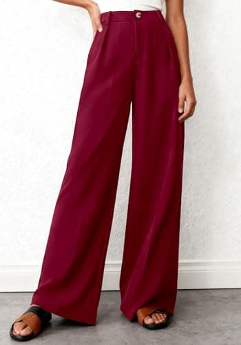 BTFBM Wide Leg Pants Woman 2026 High Waisted Button Business Casual Dressy Trousers Office Work Palazzo Pants Pockets view 2